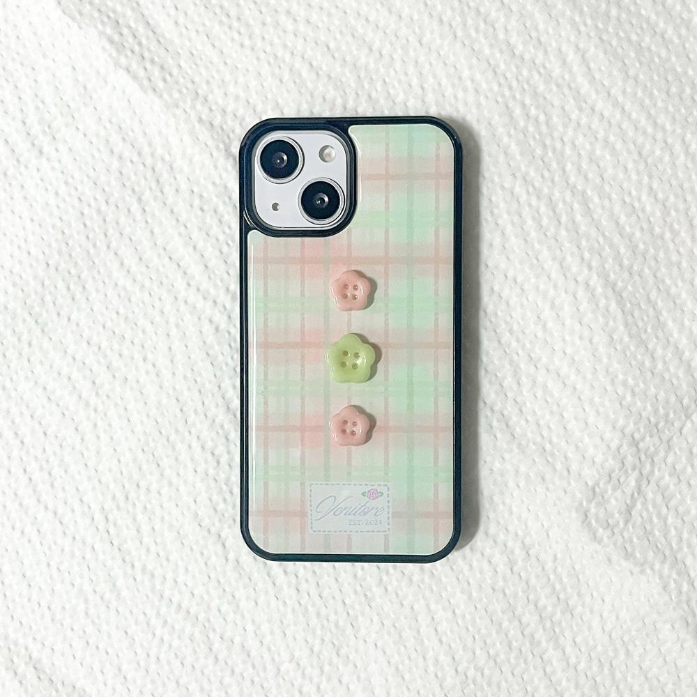 (에폭시 범퍼 케이스) 포슬 드로잉 빈티지 단추 베이비 핑크