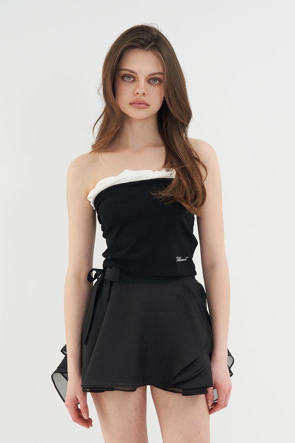 TWIST FRILL TOP BLACK
