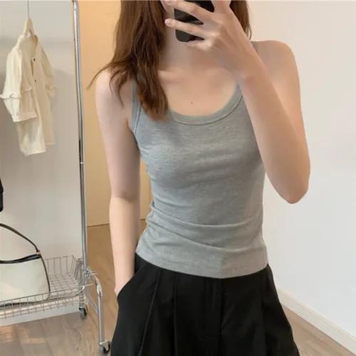 [인기상품 쫀쫀나시] 1+1할인 u넥 골지 크롭 나시 부유방 커버 나시 데일리 슬리브리스 이너나시 라운드 세미 크롭 나시티 크롭탑나시 탱크탑 민소매나시 4컬러