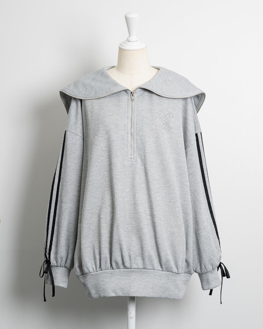 ストーンロゴオーバーサイズラメスウェット