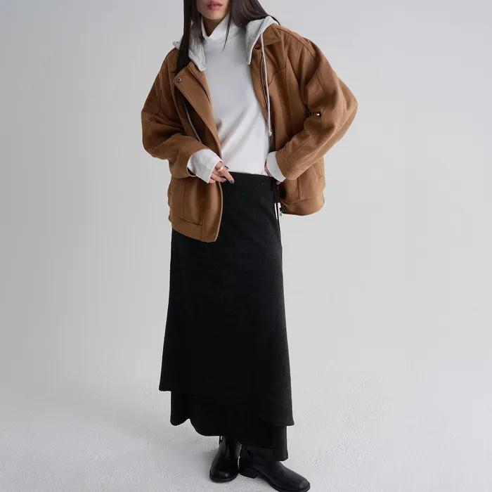 [에잇세컨즈] 부클 니트 저지 스커트  블랙 (125X27MQB5)