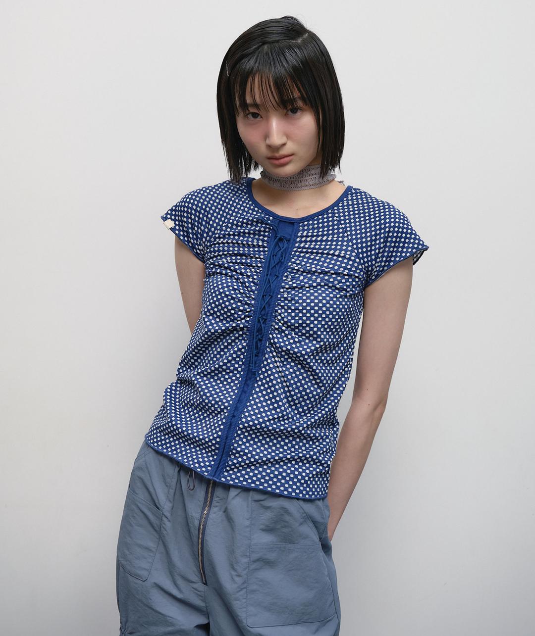 Lace Up Strap Top [Blue]