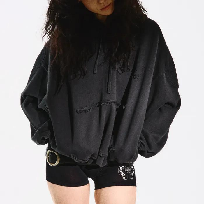 INSANE DISTRESSED HOODIE_BLACK