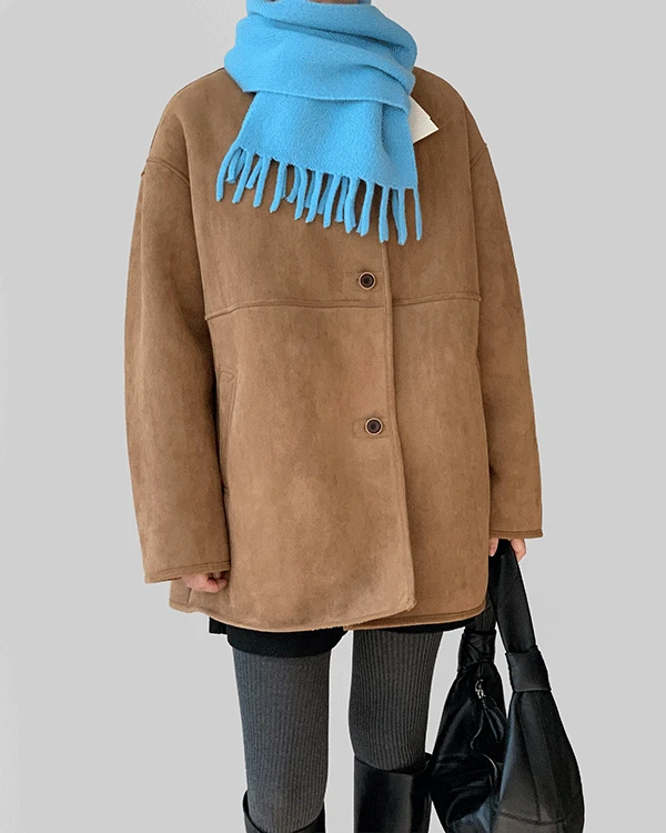 [전체털안감]드코 하이넥 하프 무스탕