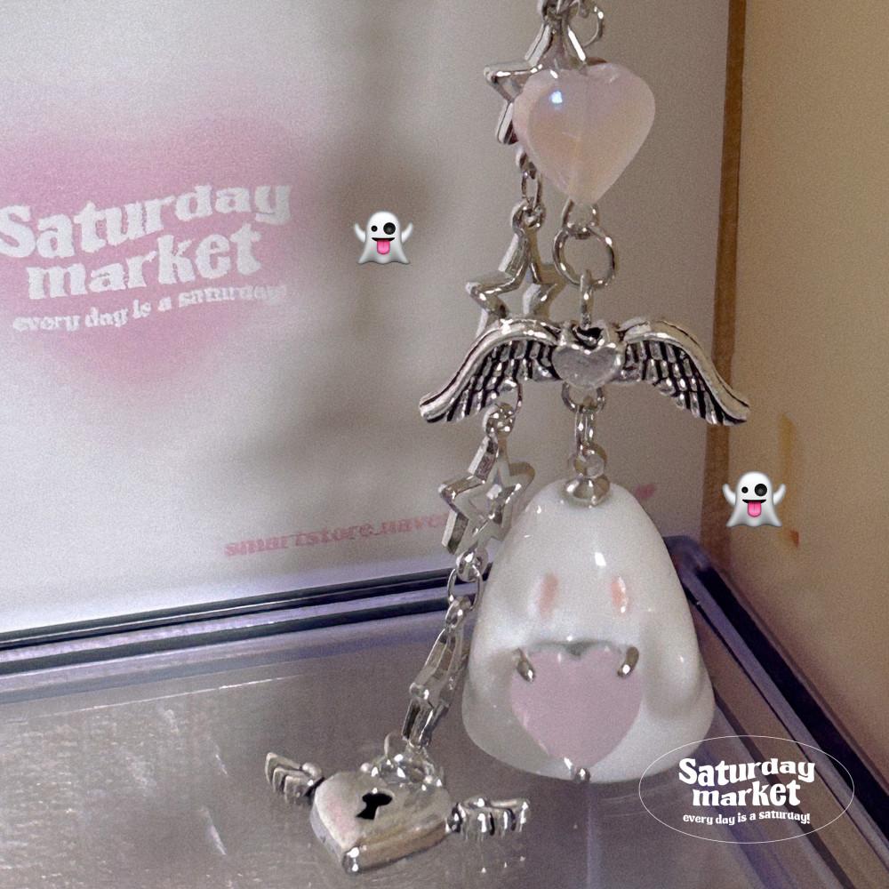 핑크 Booh- 고스트 키치 미니 키링 (saema)