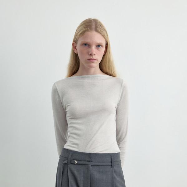 SOFT WOOL ELEGANCE TEE _ LIGHT SILVER BEIGE