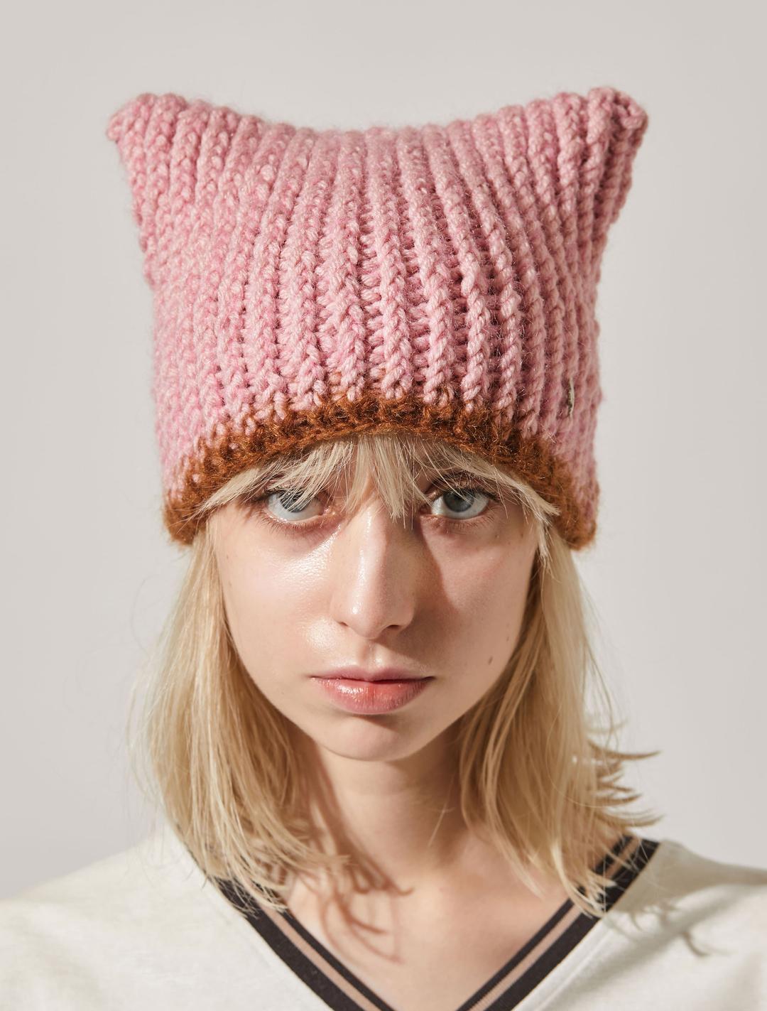 RABBIT CHUNKY BEANIE PINK