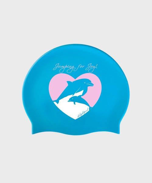 Dolphin Heart Swim Cap - Blue