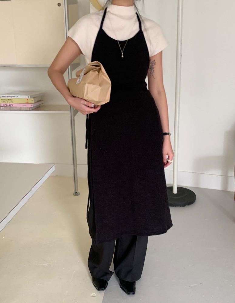 레이어드 랩니트 원피스 (3color)