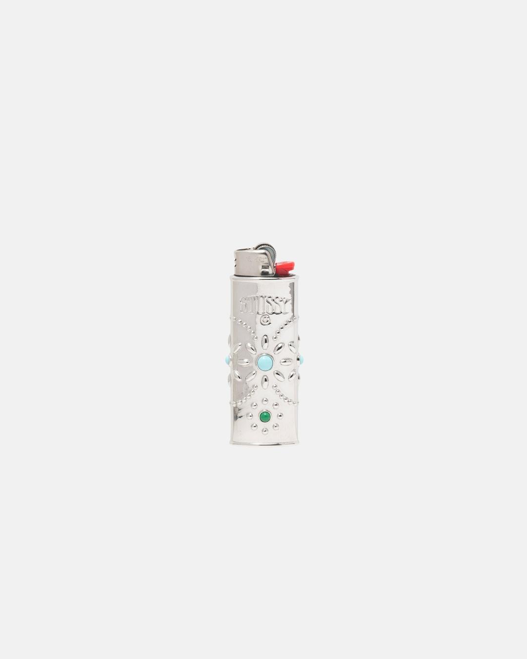 METAL BEJEWELED LIGHTER CASE - Silver / ONE SIZE