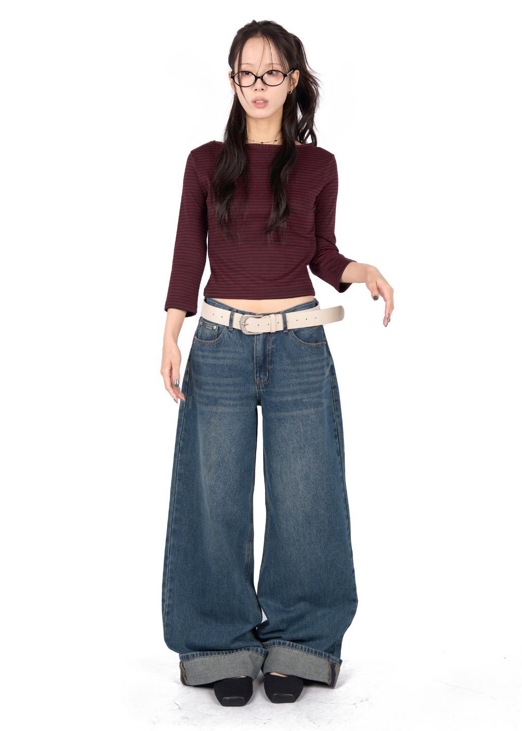 릿킴 RETRO WIDE LOW JEANS