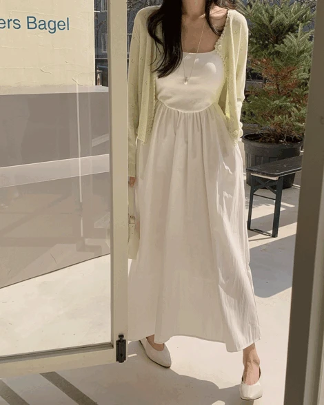 [오늘출발🚚/캡내장/안감있음/끈조절가능]레이어드 나시원피스 2color   데일리룩/러블리/캡내장/벚꽃룩/벚꽃/소개팅룩/데이트룩/봄원피스