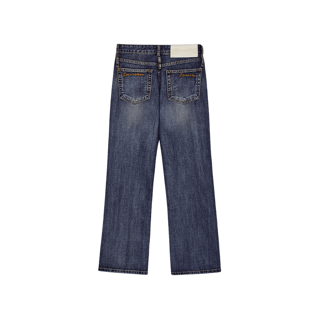 (W) Glowny Double Belted Boots Cut Denim Jeans Blue