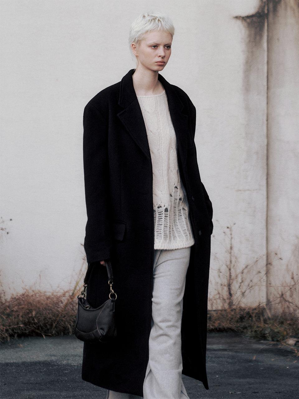 Wool Single Maxi Coat (Black)