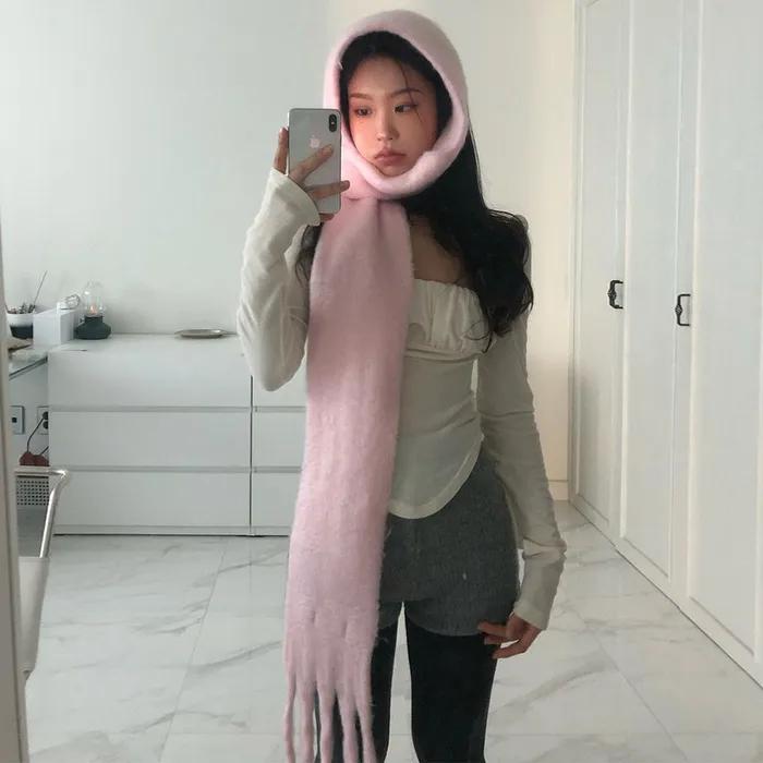Soft basic mini long muffler - pink