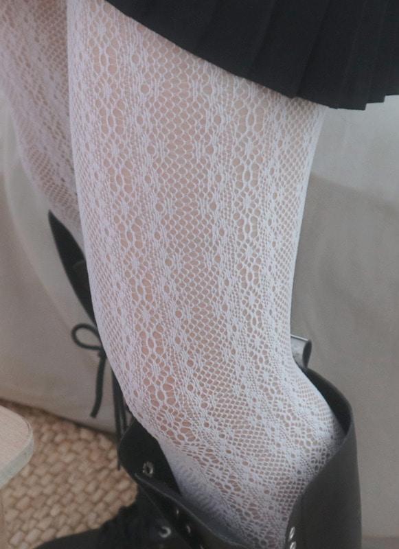 레이스 패턴 스타킹 (WHITE,BLACK 2COLORS!)