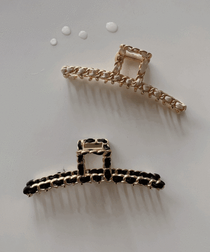 [무배] 빅사이즈 메탈 꼬임 골드체인 트위스트 쉬폰 왕 집게핀 T자 헤어핀