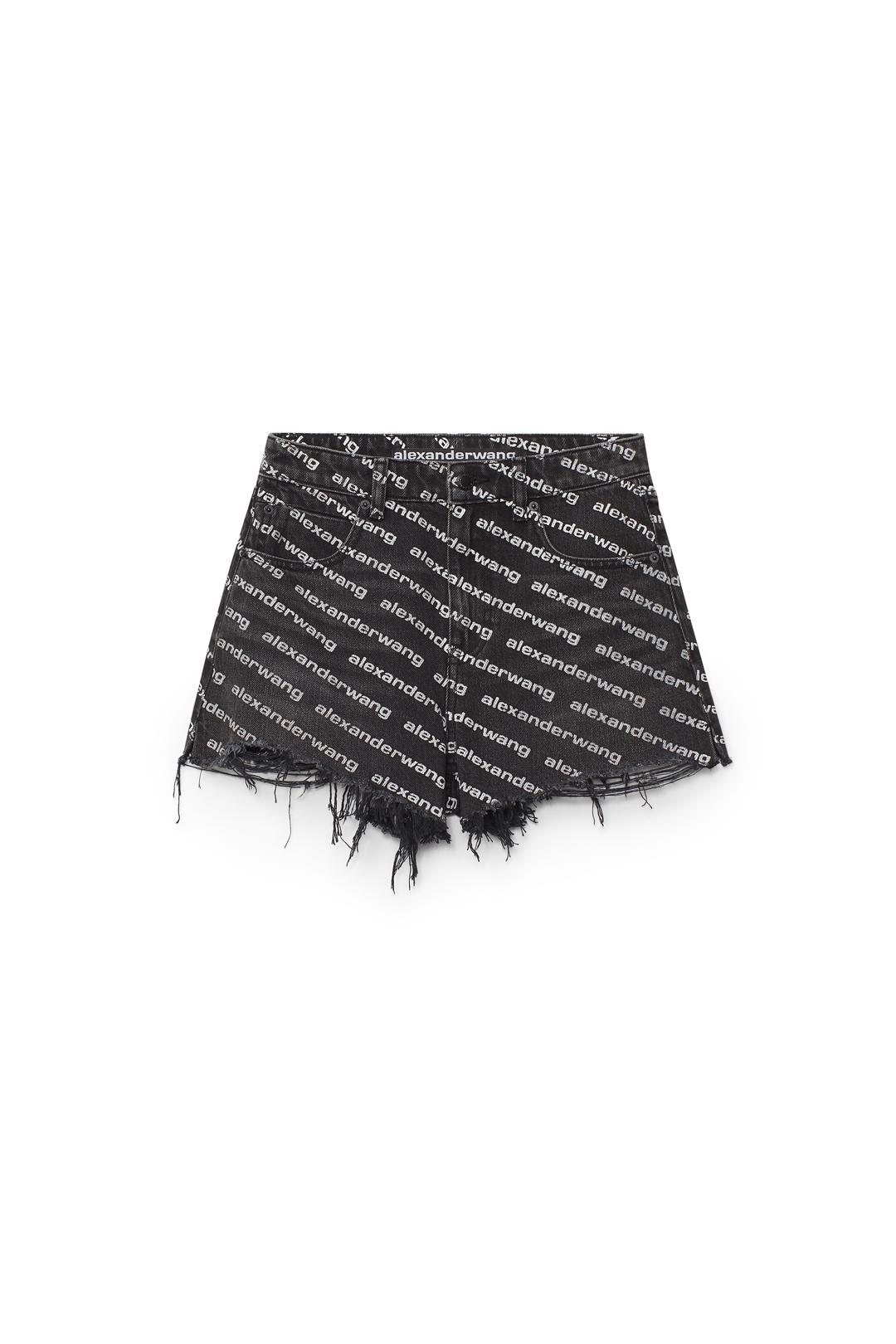 그레이 에이지 데님 바이트 로고 쇼츠