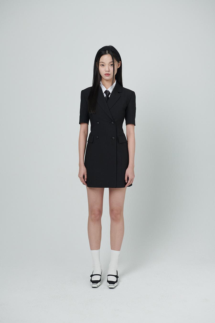 [4/7일 예약 발송] Jenn half sleeve suit jacket dress-Black