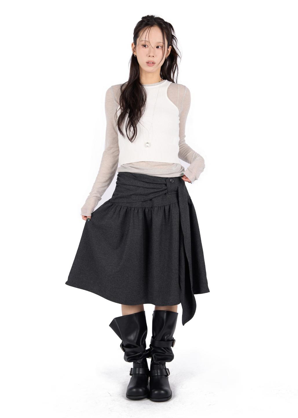 KNOT WOOL BLEND SKIRT*CHARCOAL 일주일 소요*