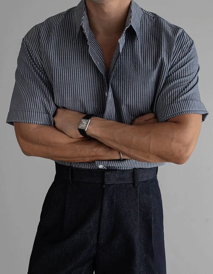 레딕 시어서커 스트라이프 반팔 셔츠