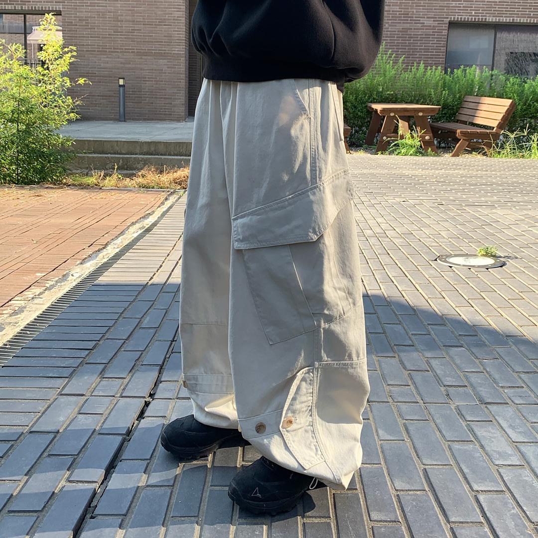 프론트 플랩 스냅 와이드 카고 팬츠 (4color)