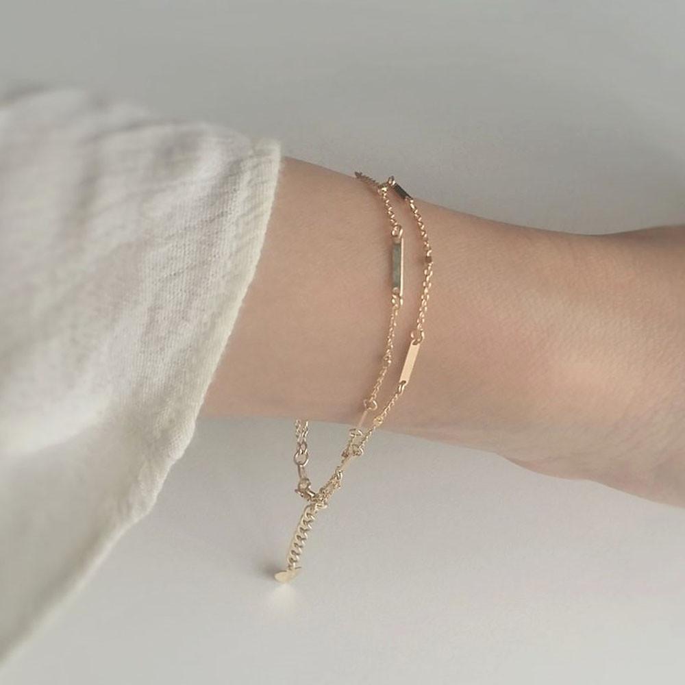 14K 18K 아이리스 심플 데일리 두줄 발찌 팔찌