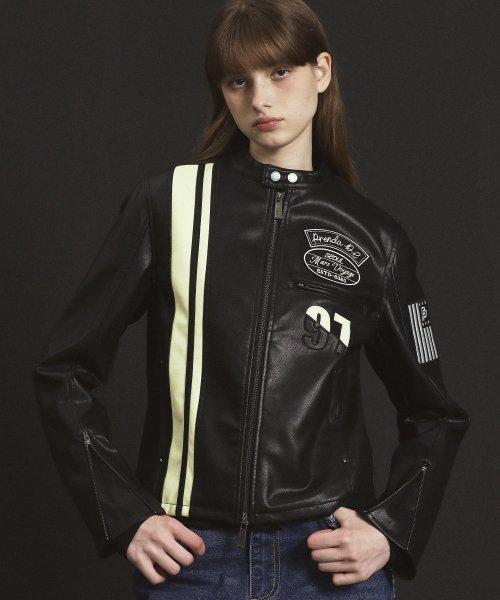 VOYAGE FUAX LEATHER JACKET BLACK