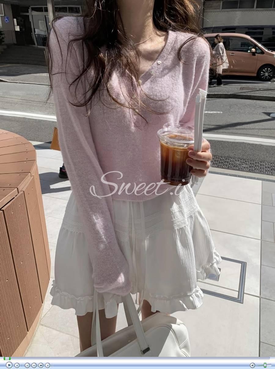 스윗아이 [당일] Pyt 프리티영띵 베이비 Y 단작 니트 봄 국내생산 베이비알파카 따가움X 하트 단추 스윗아이 프영띵