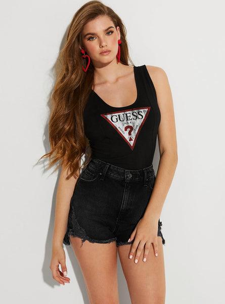 Black Triangle Logo Bodysuit Top -
