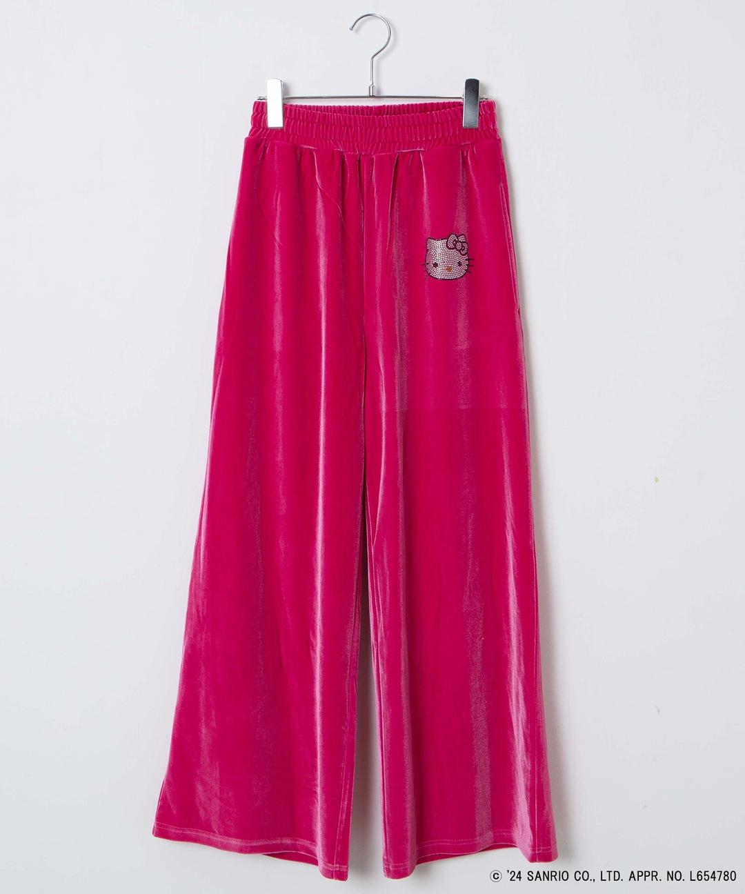 HELLO KITTYコラボベロアパンツ - ピンク / F
