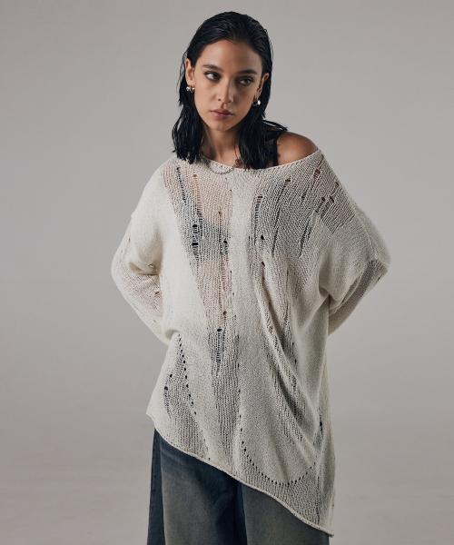트리밍버드(TREEMINGBIRD)  Brindled See-through Knit [ Ivory ] - 사이즈 & 후기 | 무신사
