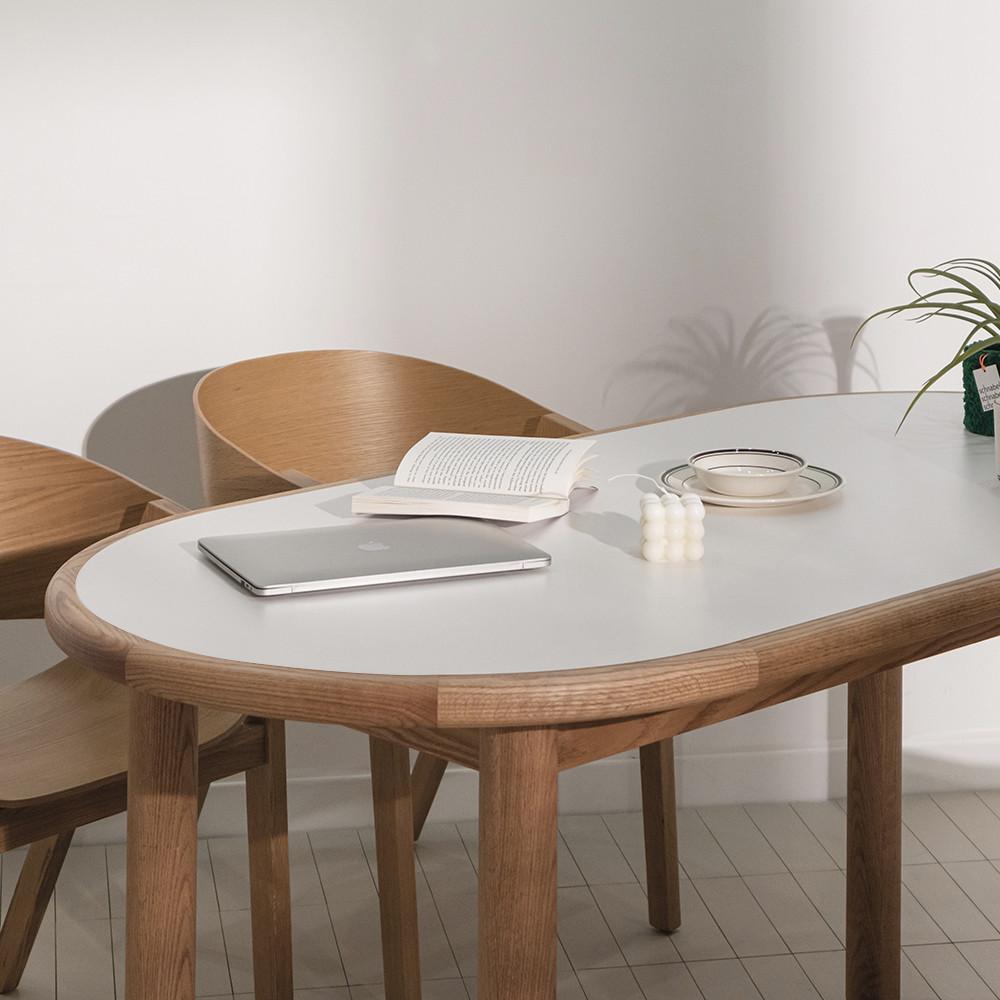 다이닝테이블 우드 1600 타원 식탁 화이트 1600 오믈렛 캡슐 테이블