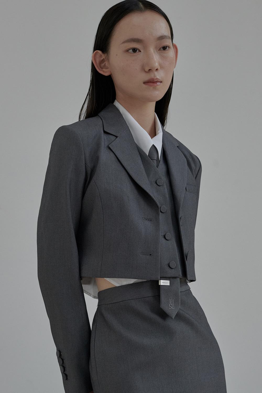 Hugh cropped suit jacket-Grey