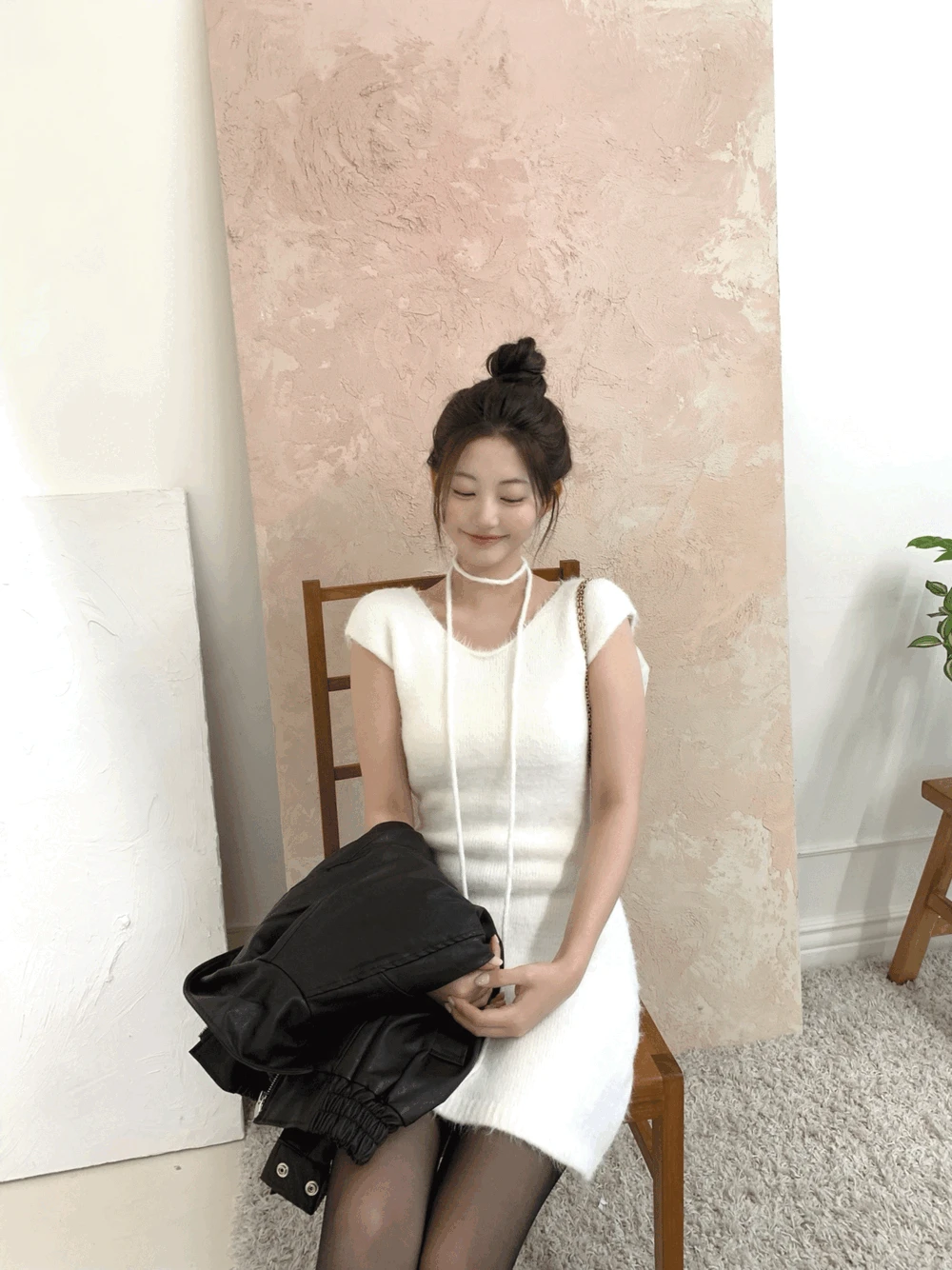 화이트 미니 드레스_아이보리