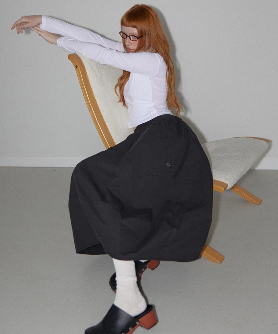 Pumpkin Banding Skirt Black