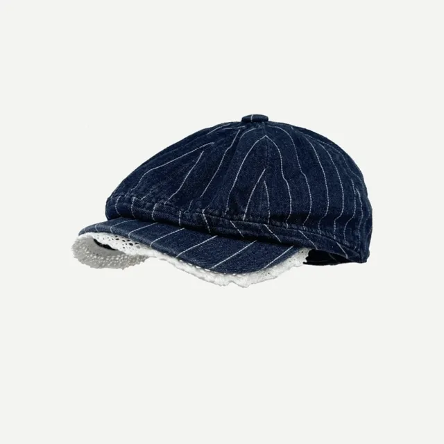 Striped Denim Beret(C208)