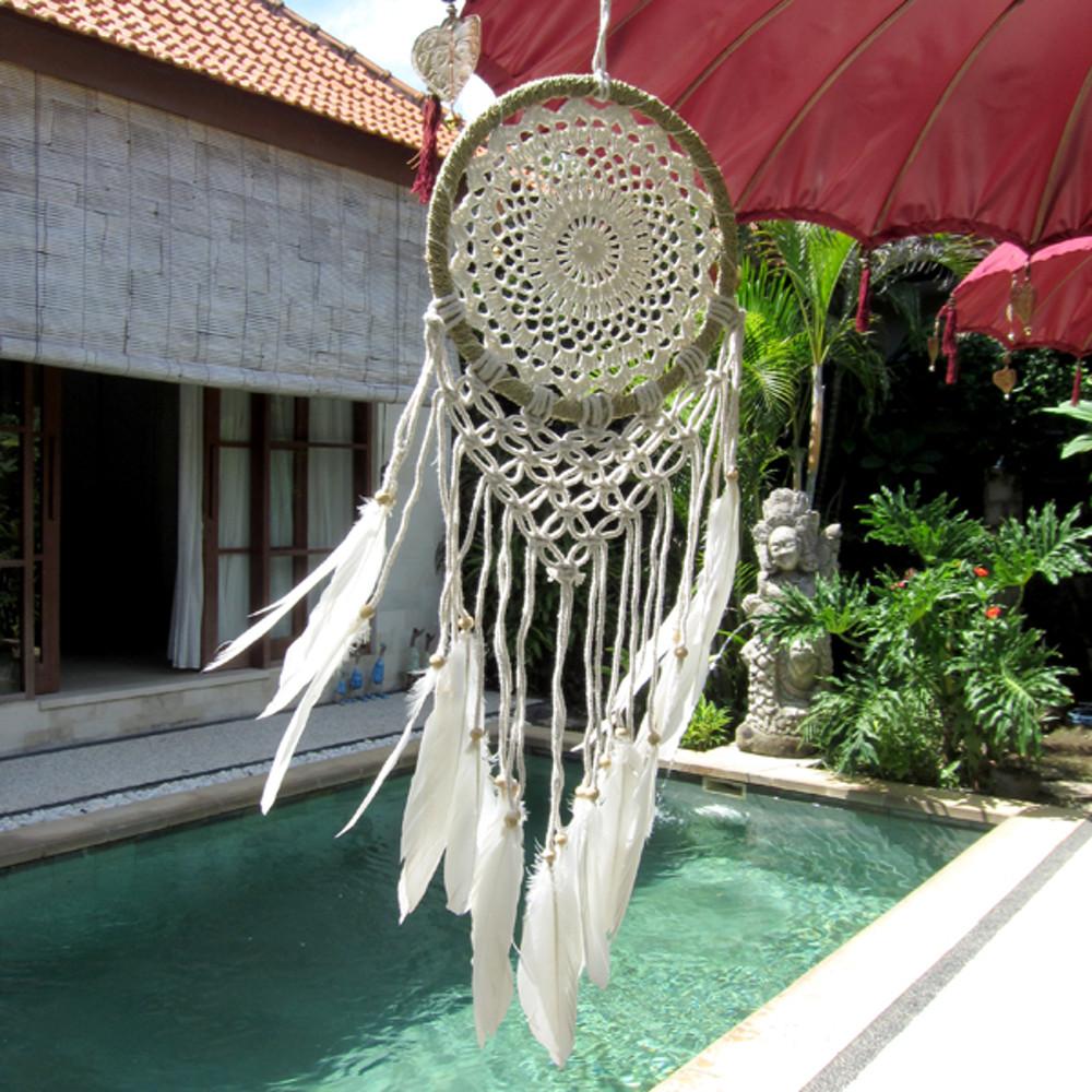 내추럴 화이트 행운을 부르는 마크라메 드림캐쳐 발리 소품 자개 모빌 만들기 캠핑 벽장식