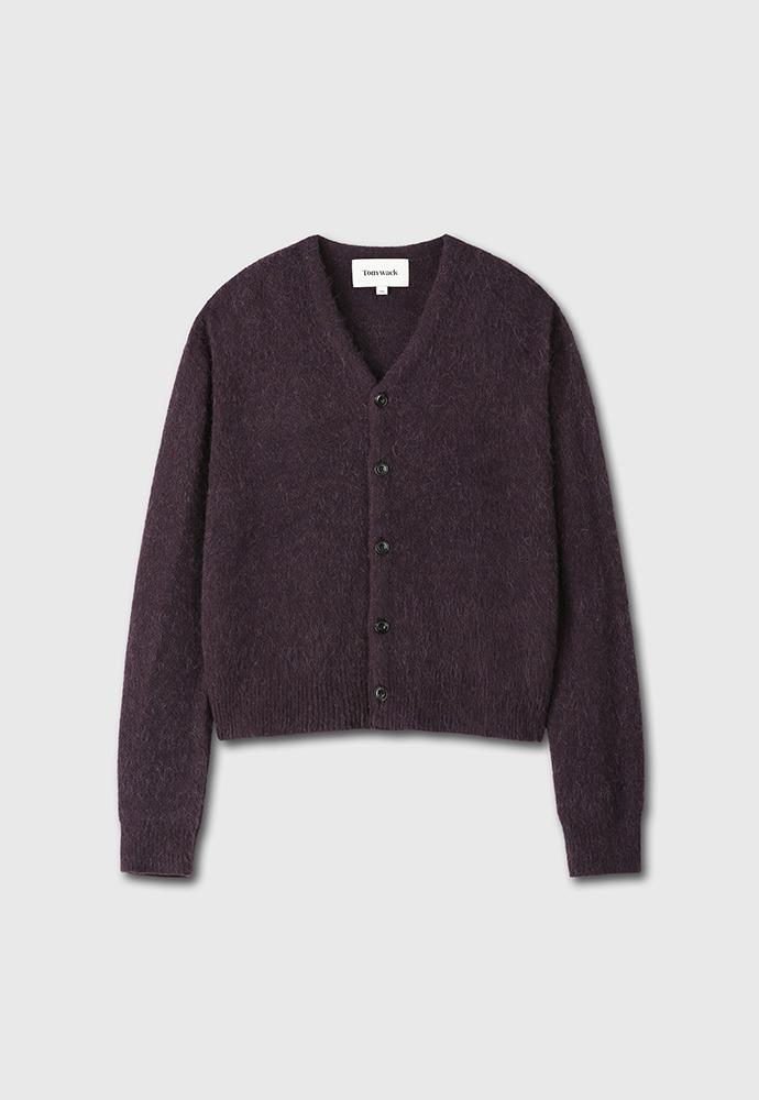 Brushed Mohair Iconic Cardigan_ Deep Purple