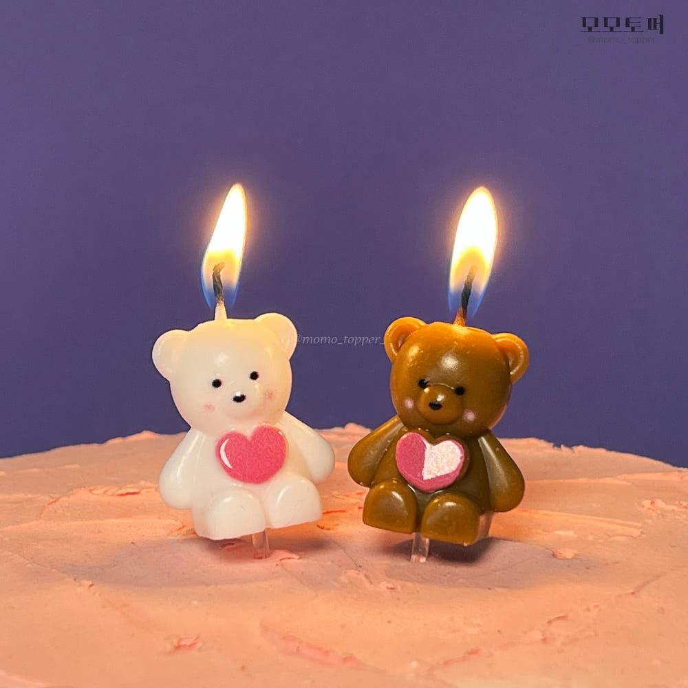 모모토퍼 하트 곰돌이초 생일초 예쁜 생일파티초