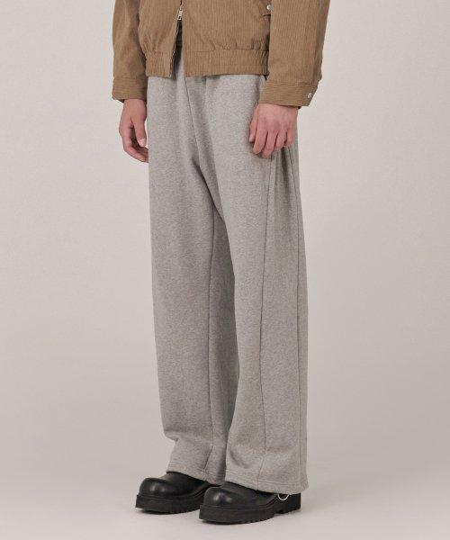 사이드턱 와이드 스웨트 팬츠_그레이