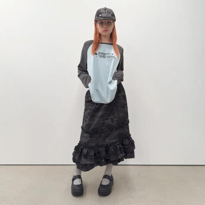 [2차] Camo Volume Skirt [Charcoal]