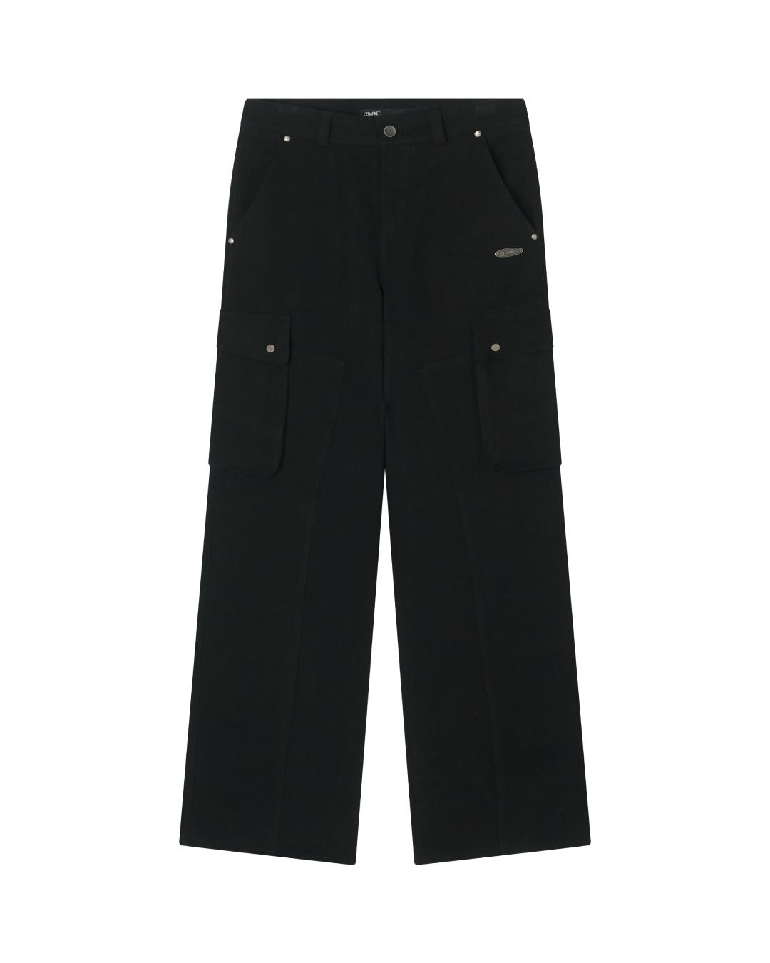 LOKI COTTON CARGO WIDE PANTS _BLACK