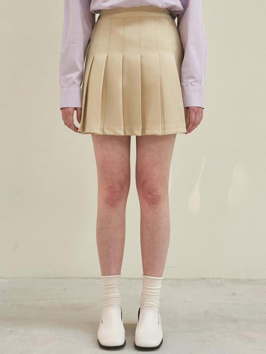 MINI PLEATED SKIRT_BEIGE