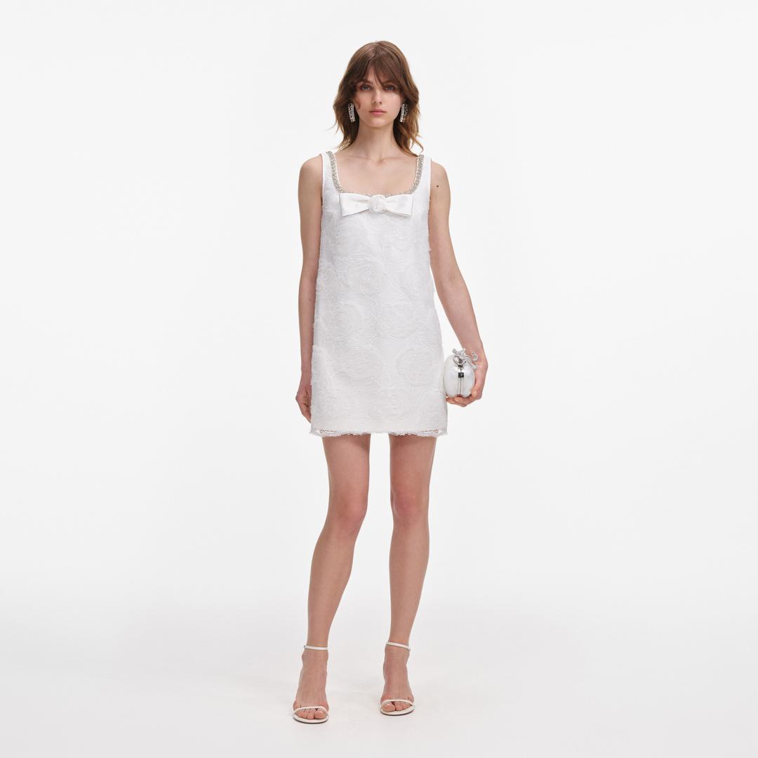 White Tulle Lace Mini Dress - UK 6