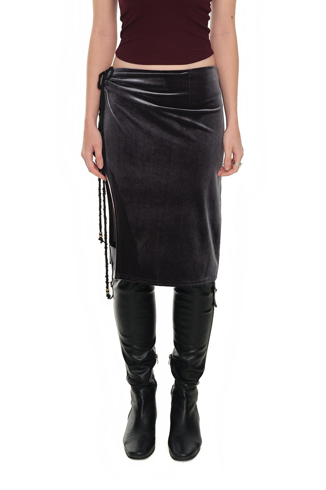 VELOUR MIDI SKIRT (CHARCOAL)