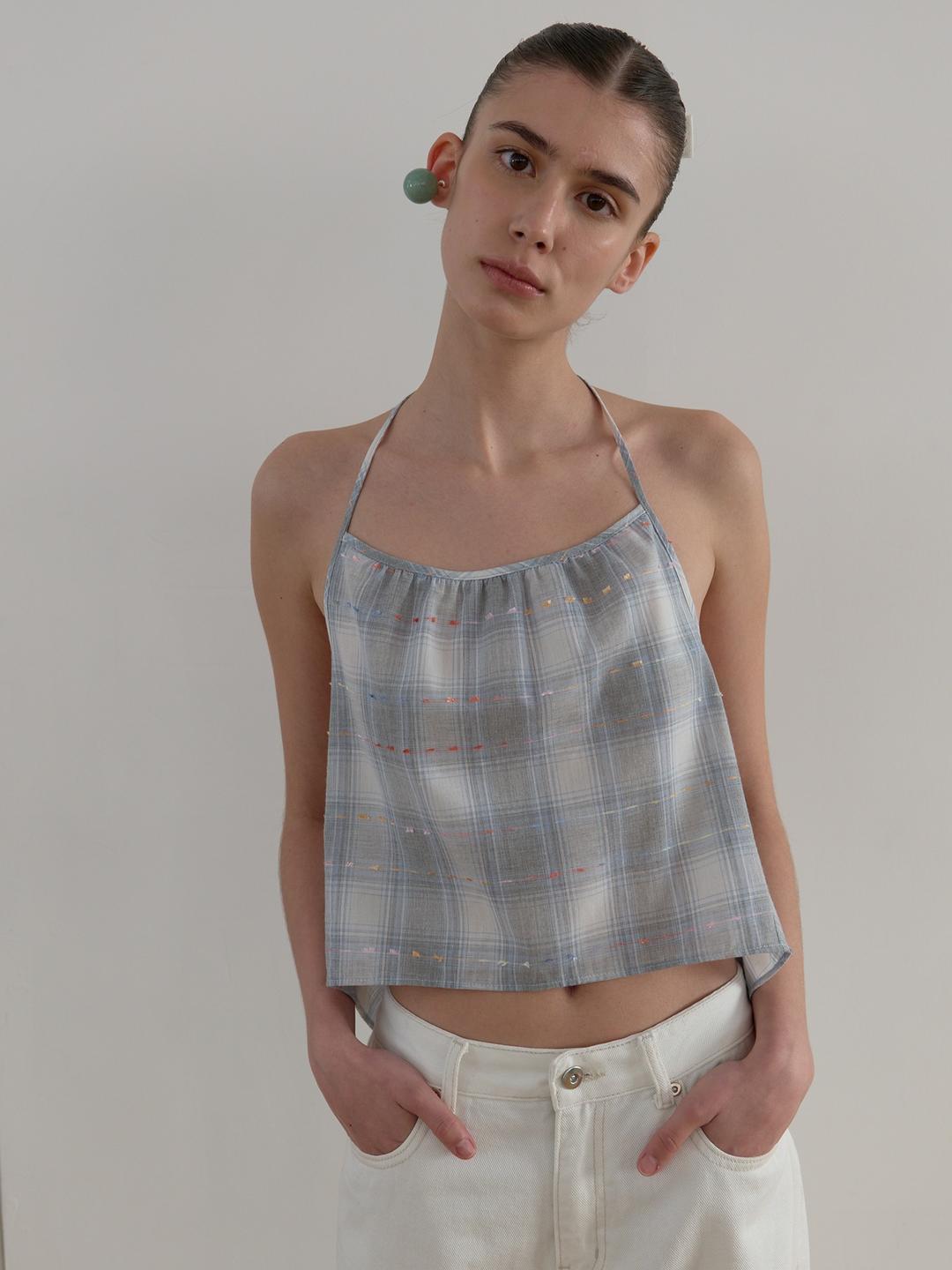 [07.25 순차출고_3차 리오더] CHECK BUSTIER_BLUE GREY
