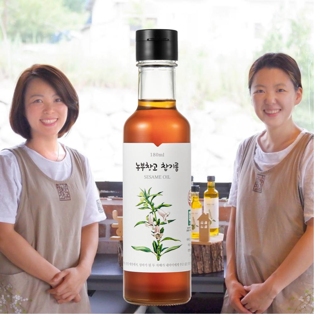 농부창고 국산 100% 저온압착 진한 참기름 180ml