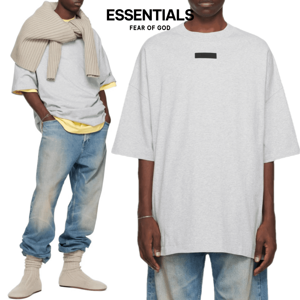 [24년신상] 피어오브갓 에센셜 반팔 티셔츠 남녀공용 피오갓 헤더 라이트 그레이