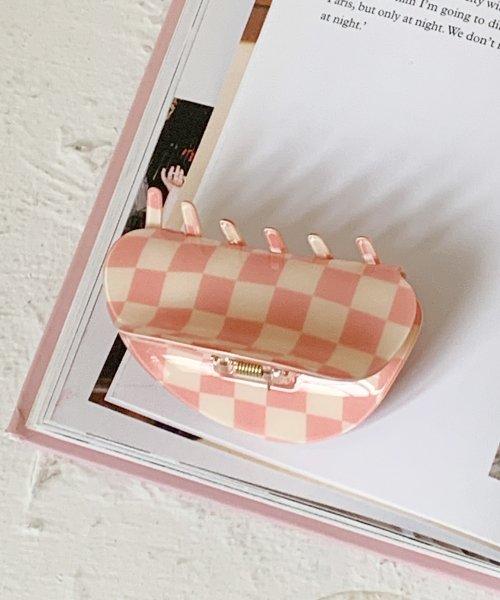 CHECK BOARD HAIR CLIP PINK